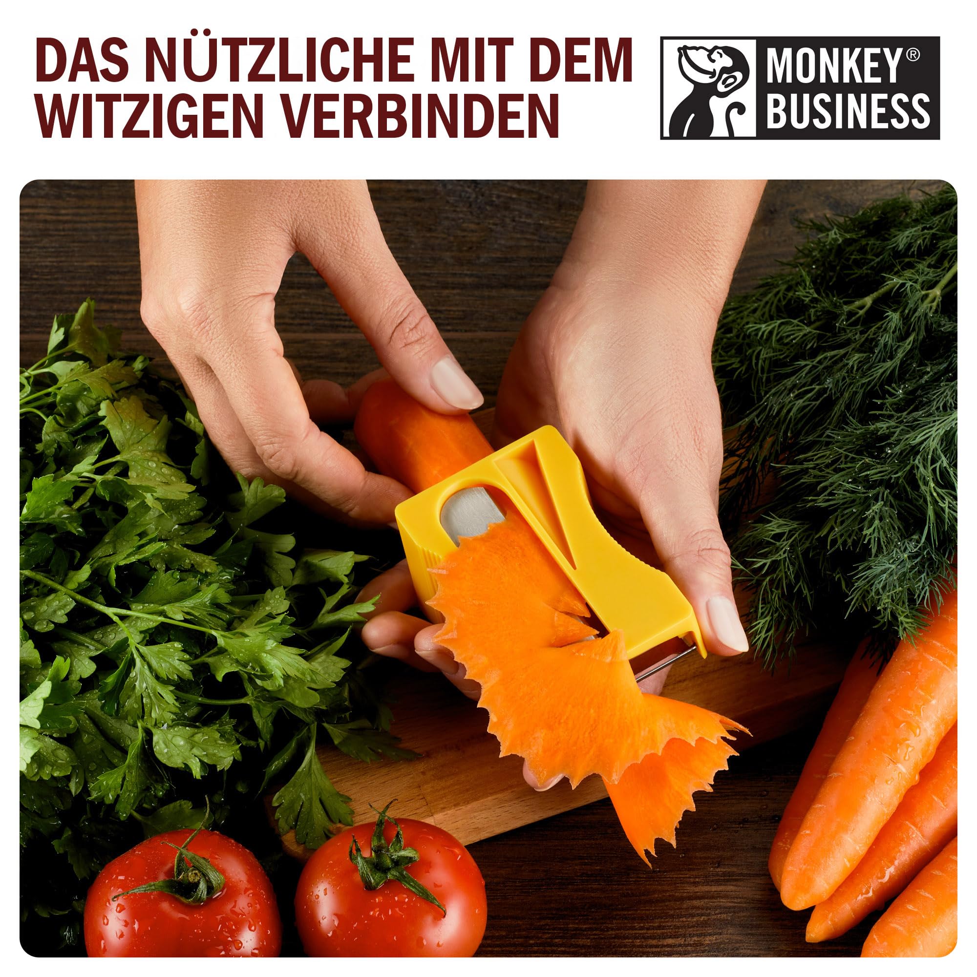 Karoto Karottenschärfer | Gemüseschäler | Gemüseschäler & Gurkenschäler | Fun Kitchen Gadgets | aus einer Reihe von einzigartigen Schälern für die Küche | Fun Kitchen Stuff | by Monkey Business (gelb) 3