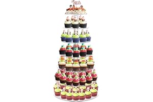 Cupcake Stand, 7 Tier Cupcake Stand for 50 Cupcakes, Round Acrylic Dessert Table Display, Clear Cupcake Tower Display for Par