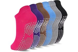 Ultrafun 6 Pairs Grips Non Slip Socks for Women, Anti Skid Yoga Pilates Hospital Gripper Socks