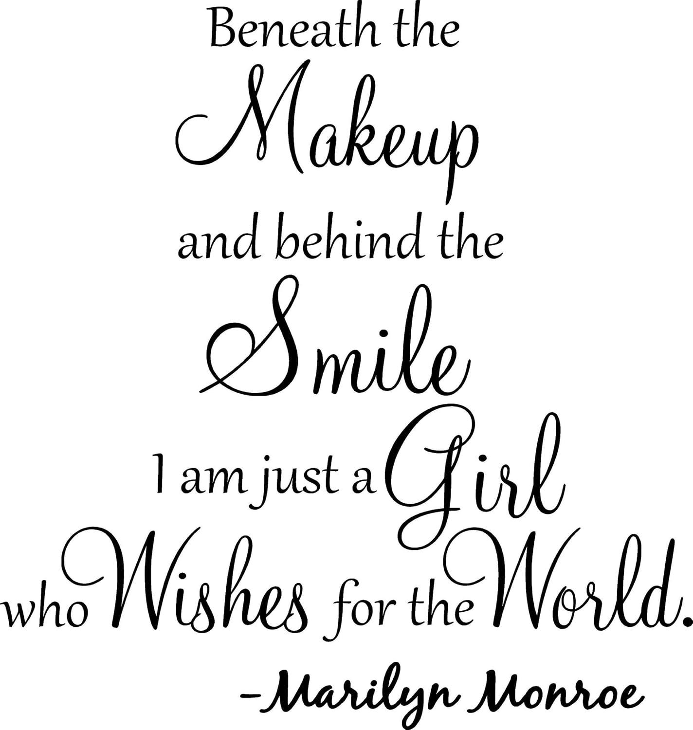 Epic Designs #1 Beneath The Makeup and Behind The Smile I'm just a Girl who Wishes for The World Marilyn Monroe Wall Art Wall Sayings