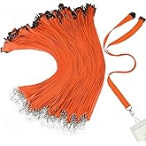Patelai 60 Pcs Breakaway Lanyards with J Hook Bulk Flat for ID Badges Neck Badge Lanyards Card Nametag Holder Neck Straps (Orange)