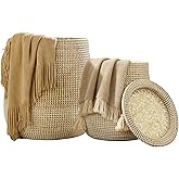 Laundry Hamper Basket with Lid - 2 Pack Natural Seagrass Handmade Storage Hamper, Removable Washable Liner, Storage Basket fo