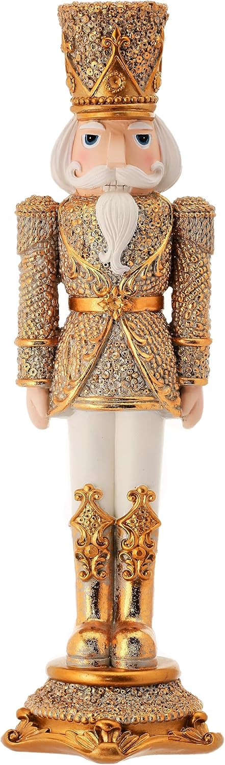 Nutcrackers - One Holiday Way 13-Inch Opulent Ivory & Gold Rhinestone Jewel Royal King Nutcracker Christmas Figurine – Elegant Decorative Xmas Party Figure Table Mantel Shelf Sitter Tabletop Decoration Home Decor