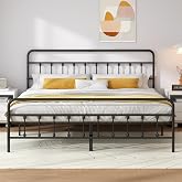 Vengarus King Metal Bed Frame with Victorian Headboard &amp; Footboard, Black | 14" King Metal Platform Frame, Heavy Duty Steel Slat Support, Noise Free, No Box Spring Needed, Easy Disassembly &amp; Transport