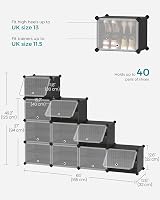 SONGMICS 10-Slot Interlocking Shoe Rack with Doors Black LPC035B01 view 2