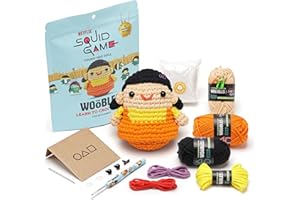 The Woobles Beginners Crochet Kit with Easy Peasy Yarn as seen on Shark Tank - with Step-by-Step Video Tutorials - Squid Game (Young-HEE Character)