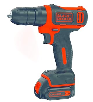 BLACK+DECKER BDCD12 10.8V Li-Ion Cordless Drill (Orange, 3-Pieces)