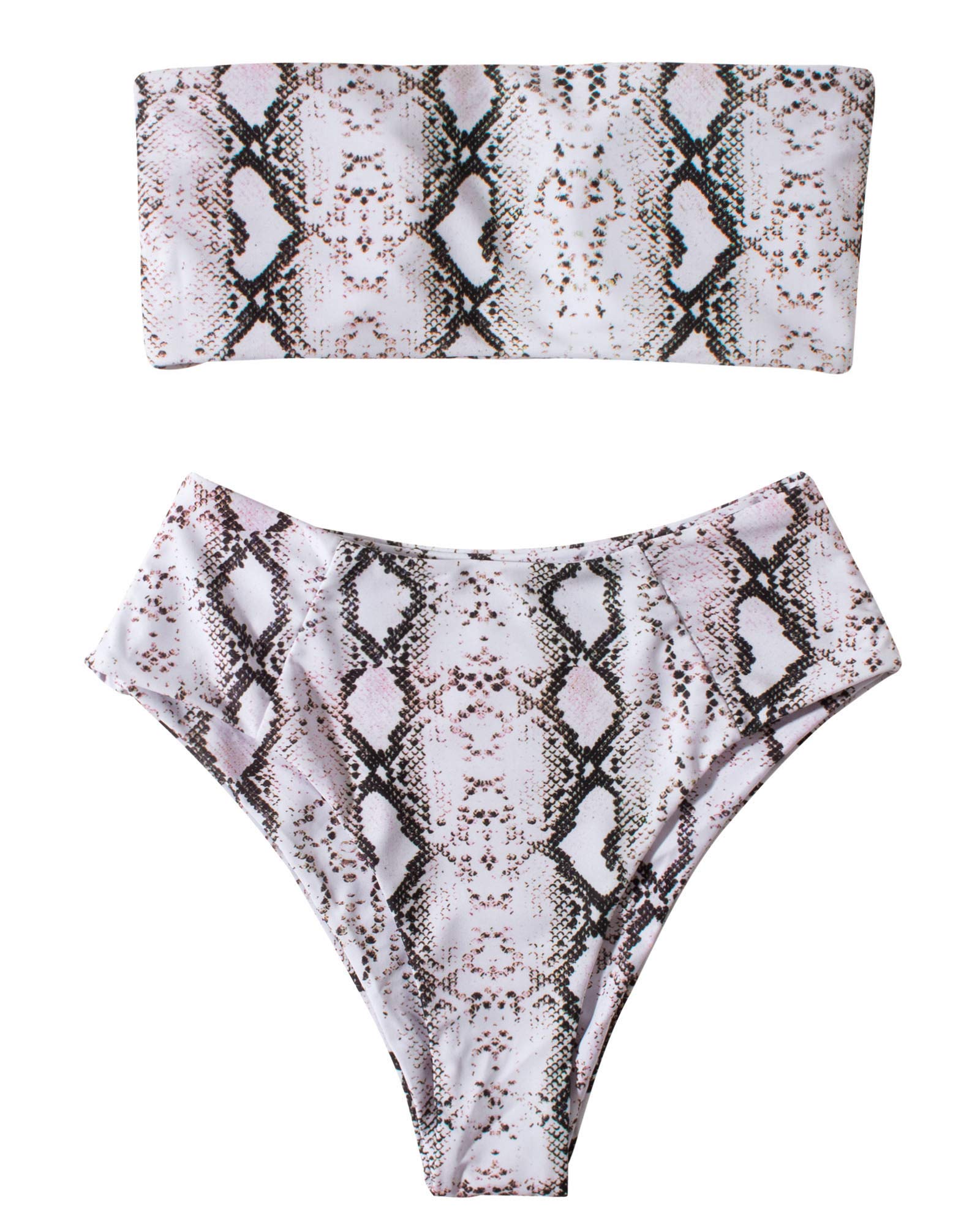 Women's Bandeau Bikini Set – Off-Shoulder High Waist Bathing Suit With Removable Padding, High Cut