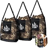 Woanger 3 Pcs Mushroom Foraging Hunting Bags Black Mesh Mushroom Harvesting Gathering Collecting Adjustable Picking Bag with Pouch Crossbody for Fruit Vegetable Hiking Camping