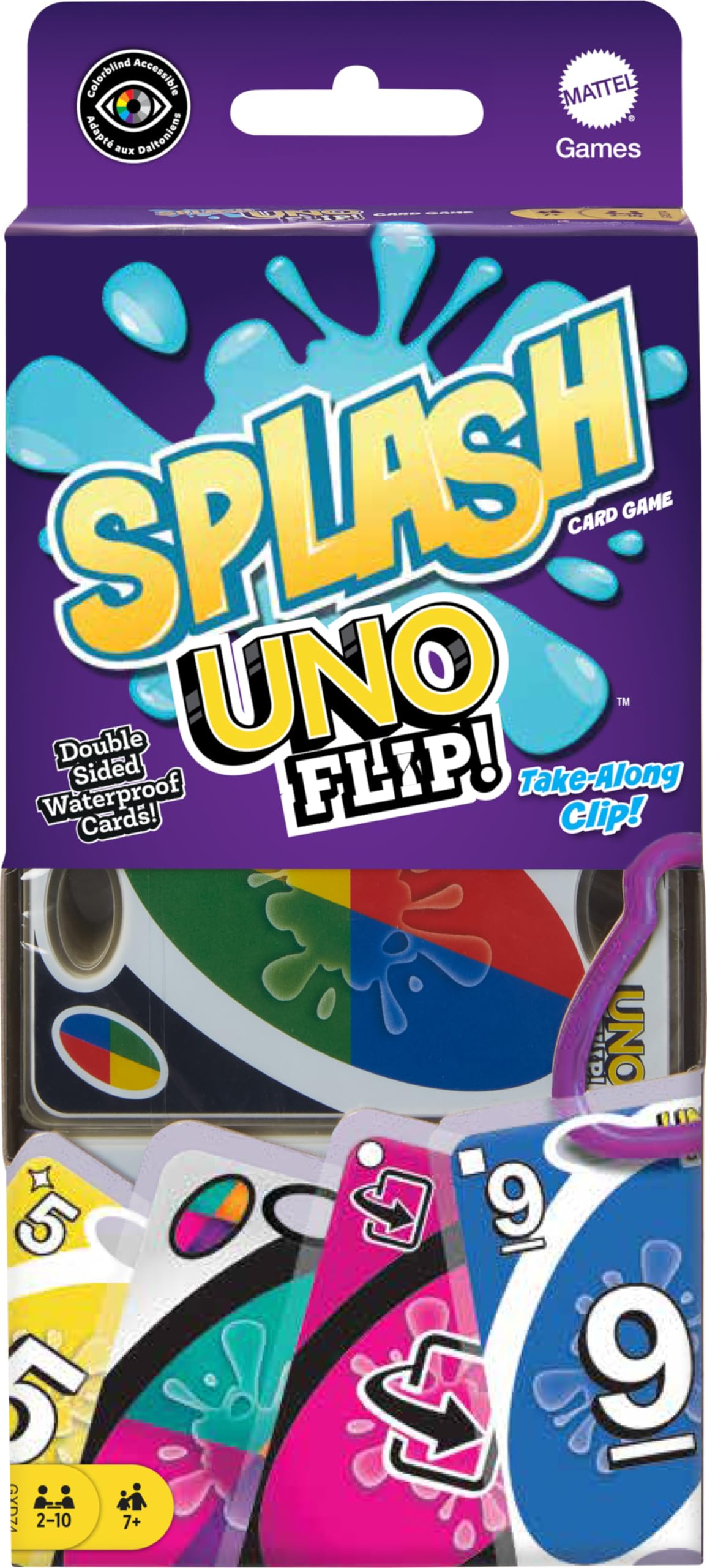 Mattel Games ​UNO Flip Splash Matching Card Game Featuring 112 Water Resistant 2-Sided Cards, Game Night, Gift Ages 7 Years & Older, GXD74