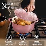 Nuovva Enamelled Cast Iron Dutch Oven 6.4 Qt Pink Ceramic Pot Lid 28cm view 7