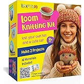 CRAFTILOO Knitting Kit for Kids – Beginner Knitting Kit to Make a Hat & Cat – Quick Knit Loom Kit with Yarn, Tools & Instructions