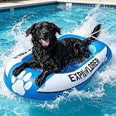 EXPAWLORER Inflatable Dog Pool Float Raft with Handle &amp; Rope 59"x35" | Pool Floats, Durable Tear-Resistant Summer Pet Floating Mat for Small Medium Large Puppy Dogs Swimming Outdoor Lake River