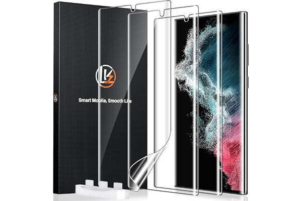 LK 3 Pack for Samsung Galaxy S22 Ultra Screen Protector [Not Glass] [Support Fingerprint Unlock] Bubble Free, with Easy Installation Tool, 3D Curved Max Coverage for S22 Ultra 6.8-inch SIM Card
