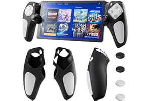 PAWDIARY Silicone Non-Slip Grip Protective Case for PlayStation Portal, Soft Protection Skin Cover for PS Portal Remote Player, Anti Fingerprint Handle Shell for PS5 Portal, 4 Thumb Caps-Black+White