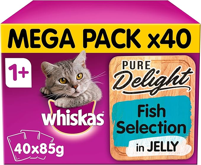 Whiskas Pure Delight Fish Selection in Jelly Adult 1+ Wet Cat Food, 40