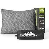 PEUJEW Travel Size Pillow, Compressible Memory Foam Pillow, Camping Pillow Breathable Cover for Travel Airplane Car Hiking Camping Outdoor