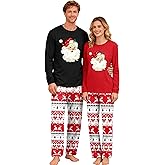 Ithalt Couples Christmas Pajamas Women Men Merry Christmas Long Sleeve and Pants Pjs Set Xmas Holiday Sleepwear