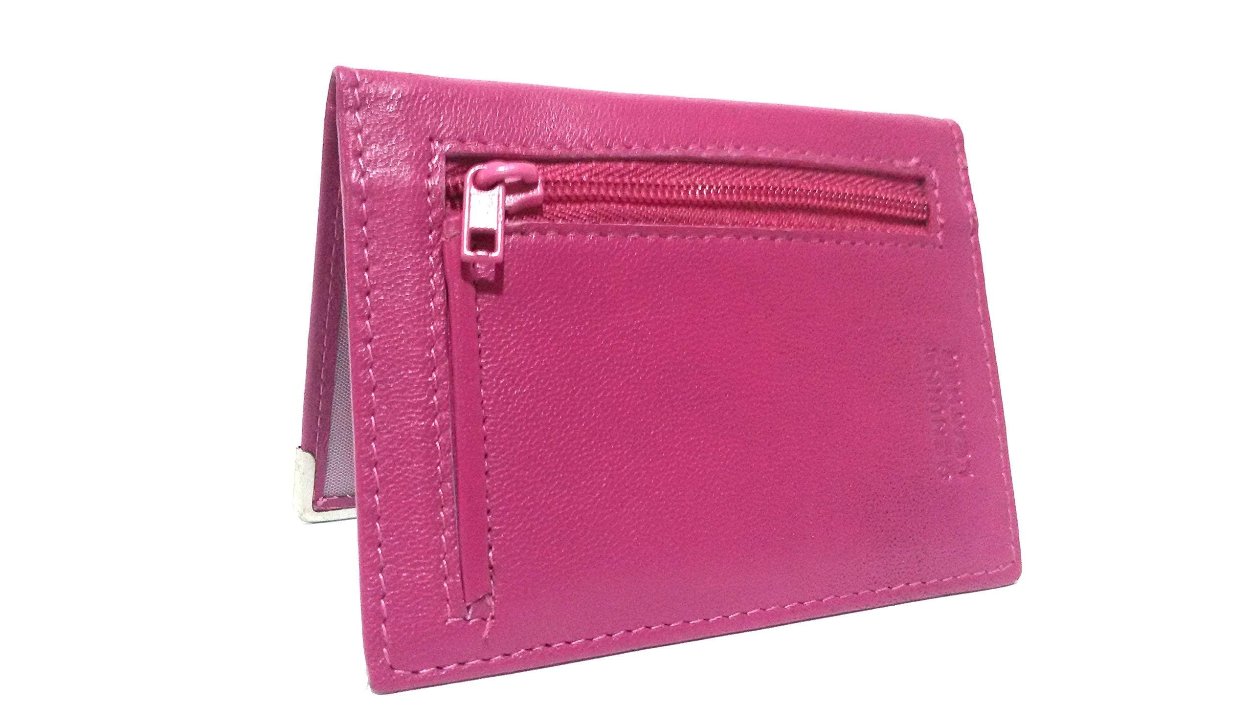AKSHIDE® Soft Nappa Leather Bus Holder,Oyster Card Holder,Train Pass,Driving Licence Holder (Pink)