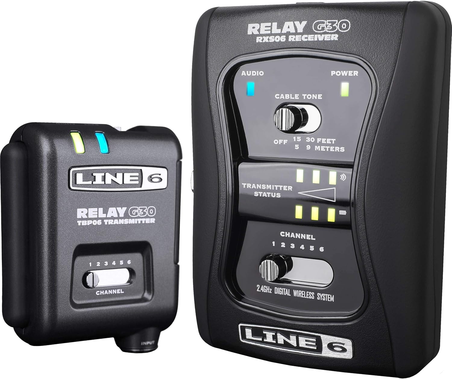 Line 6 Relay G30 Wireless Guitar System Bundle with DC-1g Power Supply, Blucoil 10-FT Straight Instrument Cable (1/4in), and 4-Pack of Celluloid Guitar Picks: Home Audio & Theater