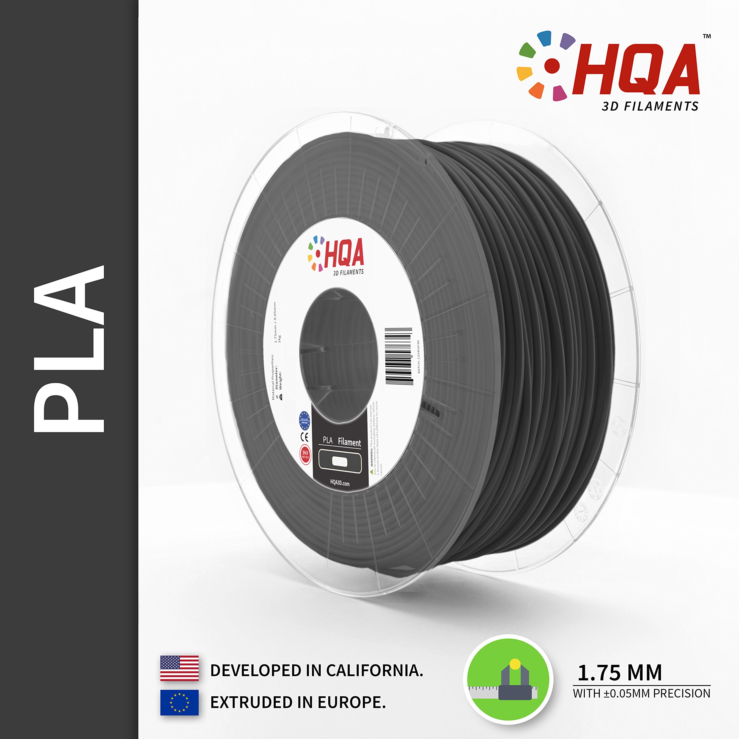 HQA 3D Filaments HQA.PLA.DARKGREY.175MM.1KG Hqa PLA 3D PRINTER Filament, 1.75mm, 1kg Spool, 1.75Millimeters, PLA, 0 Cubic_Centimeters, Dark Grey