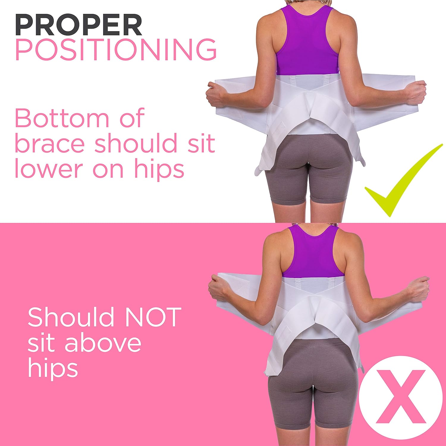 BraceAbility Women's Back Brace for Female Lower Back Pain - Lightweight Soft White Elastic Lumbar Compression Support Belt is Discreet Under Clothes for Ladies, Nurses, Walking (Medium): Industrial & Scientific