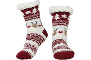 BenSorts Women Winter Thick Slipper Socks with Grippers Non Slip Warm Fuzzy Socks Christmas Gifts