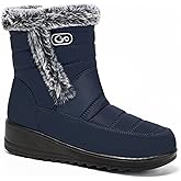 HARENCE Womens Winter Boots Comfort Snow Warm Fur Lined Outdoor Waterproof