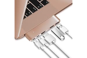 Purgo Mini USB C Hub Adapter Dongle for MacBook Air M1 2021-2018 and MacBook Pro M1 2021-2016, with 4K HDMI, 100W PD, 40Gbps TB3 5K@60Hz, USB-C and 2 USB 3.0 (Gold)