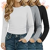 LessonZoo 3 Pack Girls Thermal Shirts Fleece Side Ruched Crewneck Slim Fit Top Long Sleeve Casual Base Layer Tees for Kids