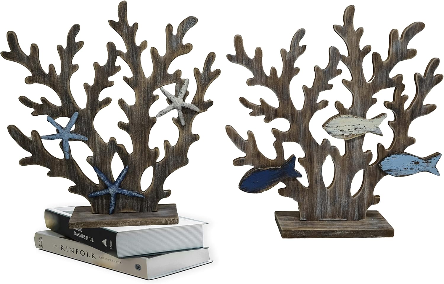 SAILINGSTORY Coral Décor Beach Décor Centerpiece for Table, Beach Bathroom Décor Nautical Décor Coastal Décor Ocean Décor Set of 2 Pack