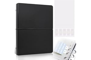 Dajino Refillable A5 Binder 6 Ring Cover for Planner Journal Budget Notebook Making with 300 PCS Binder Sheet Converter Sticker, Loose Leaf Cover with 20mm Inner Diameter Ring (Smooth-black)