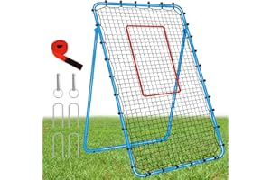OLYBEAKA 5 Adjustable Angles Volleyball Rebounder Net 7x4 ft with Stakes - Bounce Back Training Equipment for Practicing Volleying, Bumping, Spiking, Easy Set Up & Steady for Multi Sports