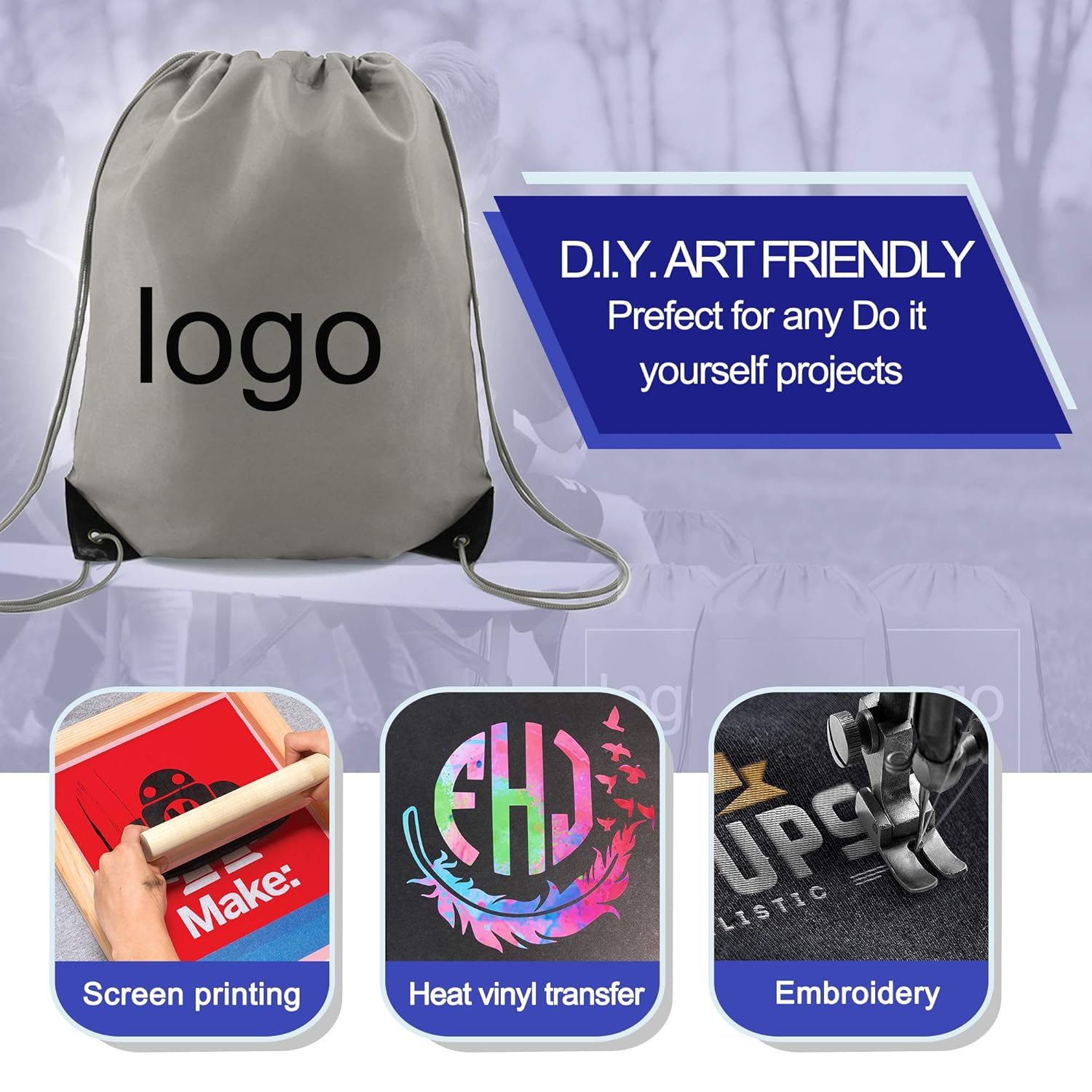 drawstring bags bulk with logo