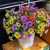 VDVST Artificial Flowers for Outdoors, 10 Bundles UV Resistant Artificial Outdoor Flowers, Not-Fading Silk Faux Flowers for Outdoor Planters for Spring Summer Home Garden Porch Decor, Mixedcolor