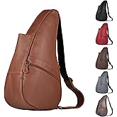 AmeriBag 17" Full-Grain Leather Healthy Back Bag Ergonomic Crossbody Sling for Everyday Use, Travel & Walking Comfort