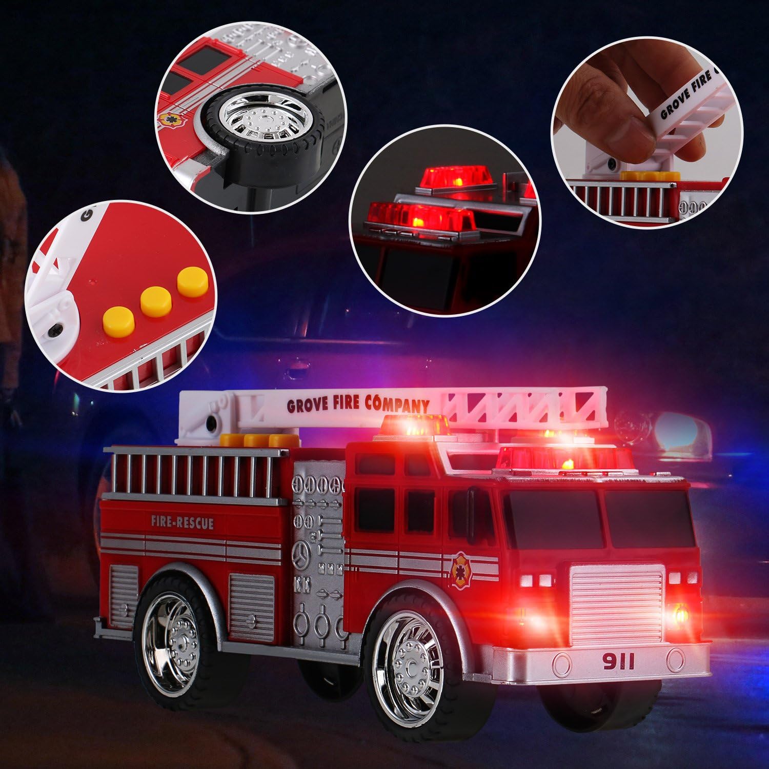 Liberty Imports 3-in-1 True Hero Emergency Rescue Vehicles Kids Toy Cars Playset - Ambulance, Fire Truck and Police Car with 3-Button LED Light and Sound Effects: Toys & Games
