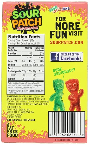 SOUR PATCH KIDS CANDY WATERMELON, 3.5-OUNCE BOX