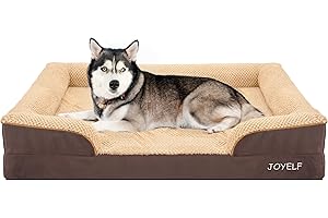 JOYELF Orthopedic Dog Bed for Large Dogs, Waterproof & Washable Cover, Nonskid, Coffee