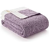 Snuggle Sac Purple Throw Blankets for Couch, Super Soft Warm Blankets Cozy Knit Fuzzy Plush Lightweight Throws for Sofa, Bed,Living Room, Heather Purple, 50x60 inches