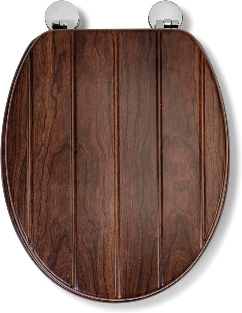 Croydex Molvena Wooden Toilet Seat Walnut Effect - Adjustable Flexi-Fix Hinges