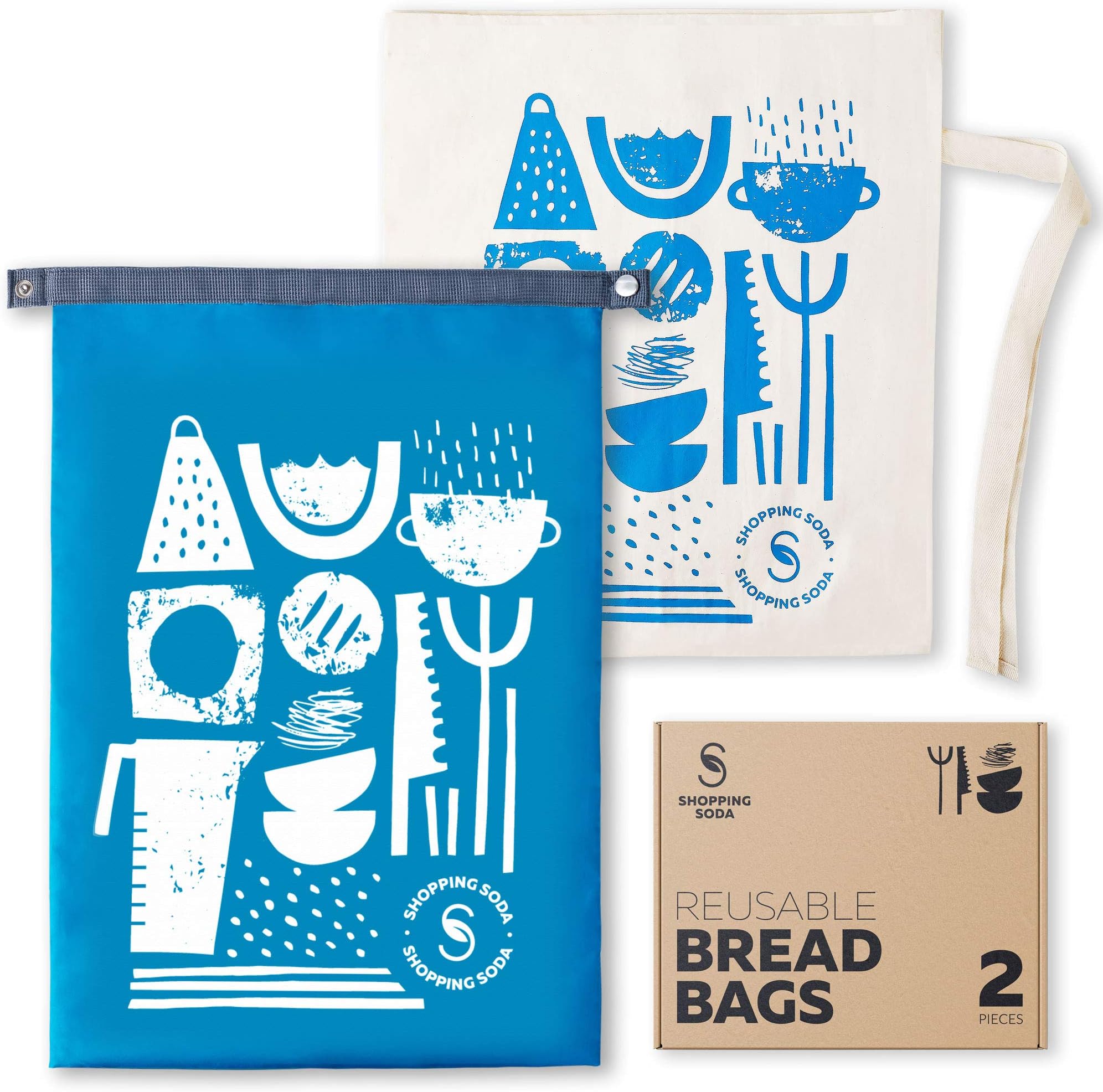 Reusable Bread Bags Zero Waste - 2 Bread Storage Containers for Homemade Bread Loaf, Organic Cotton Bread Bags for Homemade Bread Large, Reusable Freezer Bags, Bread Box Gift for Bread Maker