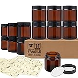TUZAZO 12 Pack 4 Oz Thick Amber Round Glass Jars