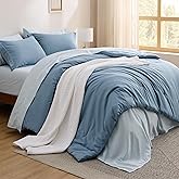 Bedsure Grayish Blue California King Comforter Set - Cal King Bed Set 7 Pieces, Cali King Bedding Set with Comforter, Sheets, Pillowcases & Shams