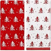 JarThenaAMCS 2 Pack Christmas Tree Hand Towels Red Xmas Tree Jacquard Cotton Bathroom Towels Decorative Absorbent Dish Towel for Holiday Winter Bathroom Kitchen Decor Gift, 29.5 x 13.7 Inch