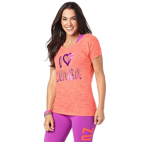 Zumba Z1T01310: 8-Coral Craze-XS Women's Cold Shoulder Workout