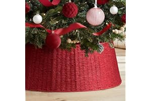 Hommtina Christmas Tree Collar- 26",Christmas Tree Base Christmas Tree Basket Collar for Home, Living Room,for Covering Tree Stand (Red, 26 in)