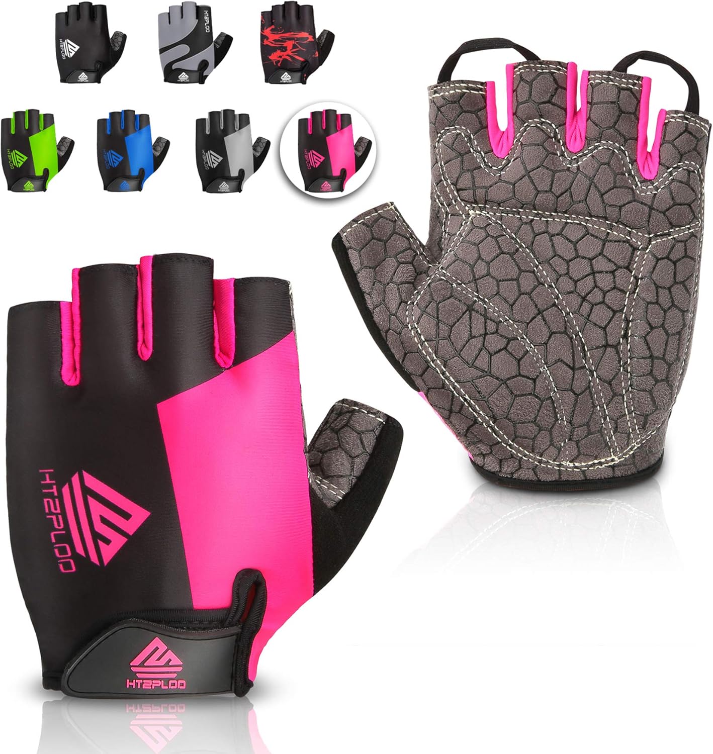 HTZPLOO Bike Gloves Cycling Gloves Mountain Bike Gloves for Men Women with Anti-Slip Shock-Absorbing Pad, Light Weight, Nice Fit, Half Finger Biking Gloves : Clothing