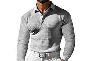 Men's Winter Lightweight Button Polo Sweatshirt Button Pullover Slim Fit Sweater Men Long Sleeve Pullover Sweater