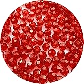 LIMAOLLY 200pcs 10mm Acrylic Round Faceted Beads Colorful Crystal Plastic Spacer Beads Loose Beads for DIY Craft Making Necklace Bracelet Earring Wind Chimes(Red)
